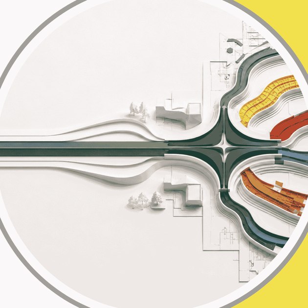 An illustration of a central route branching into six distinct coloured paths, each leading toward its own destination.